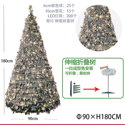 2025 New Hot Selling Plush Falling Snow Scalable Folding Christmas Tree with LED Lights Christmas Decoration Tree