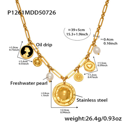 Love Block Zircon DIY Multi accessory Necklace Fashion Personality Freshwater Pearl 18k Real Gold Jewelry