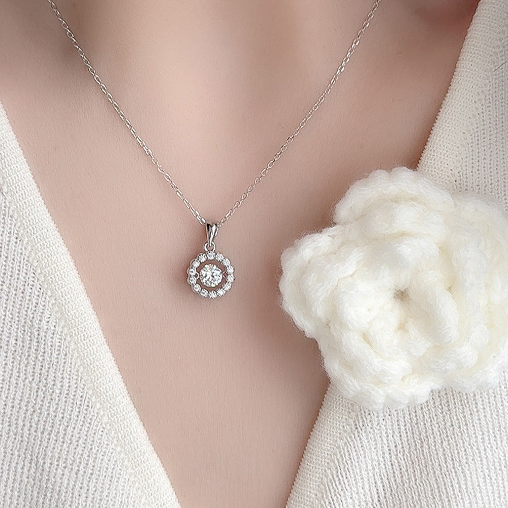 New S925 pure silver minimalist forest style sunflower necklace, niche pendant, agile collarbone chain