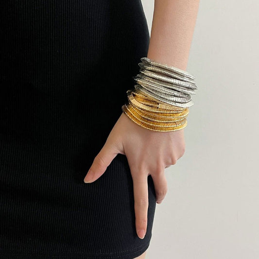 European and American style multi-layer gold and silver layered bracelet