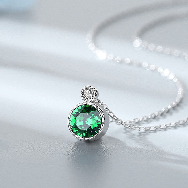 Classic Ocean Heart Necklace Women's Jewelry S925 Silver Crystal Pendant Clavicle Chain