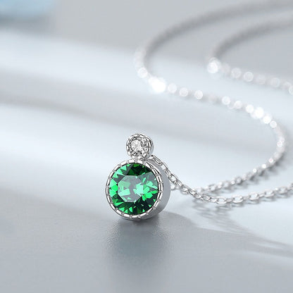 Classic Ocean Heart Necklace Women's Jewelry S925 Silver Crystal Pendant Clavicle Chain