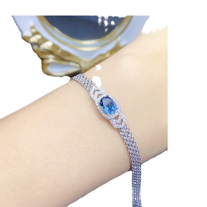 Hot selling natural topaz bracelet S925 silver inlaid main stone 6 * 8 in Europe and America