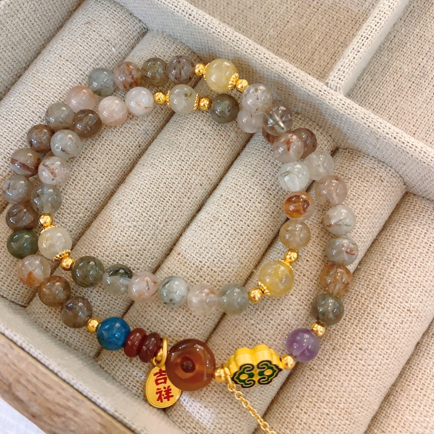 necklace  Ruyi gold silk jade beaded bracelet necklace women's new Chinese style