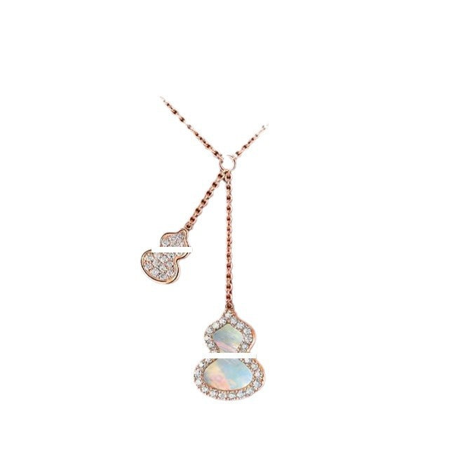 New Hulu Necklace Women's Red Agate White Beimu 925 Silver Ferry 18k Rose Gold Diamond Pendant Flat Ankle chain