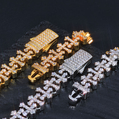 Hip hop cross zircon bracelet, personalized and simple snowflake chain