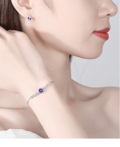 Ocean Heart Crystal Bracelet for Women S925 Pure Silver High End Jewelry, Niche Fashion Light Luxury Bracelet