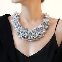Turquoise Fashion Necklace Women Exaggerated Crystal Necklace Women's Clavicle Chain Beaded Jewelry