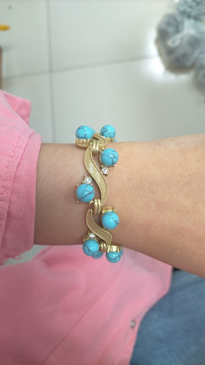 Turquoise retro jewelry set necklace earrings