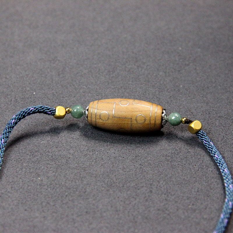 Bracelet  Laoshan sandalwood inlaid with silver nine-eye jujube-shaped bracelet inlaid with national style peace bracelet