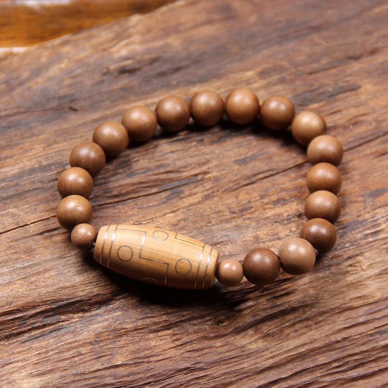 Bracelet  Laoshan sandalwood inlaid with silver nine-eye jujube-shaped bracelet inlaid with national style peace bracelet