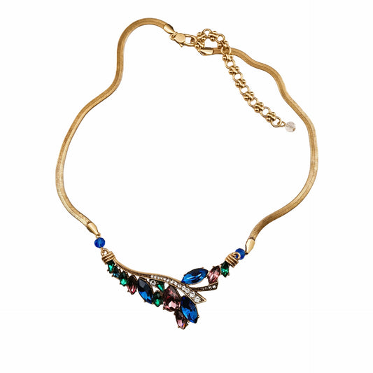 Vintage zirconia cicada wing earrings necklace with medieval style, European and American style jewelry set