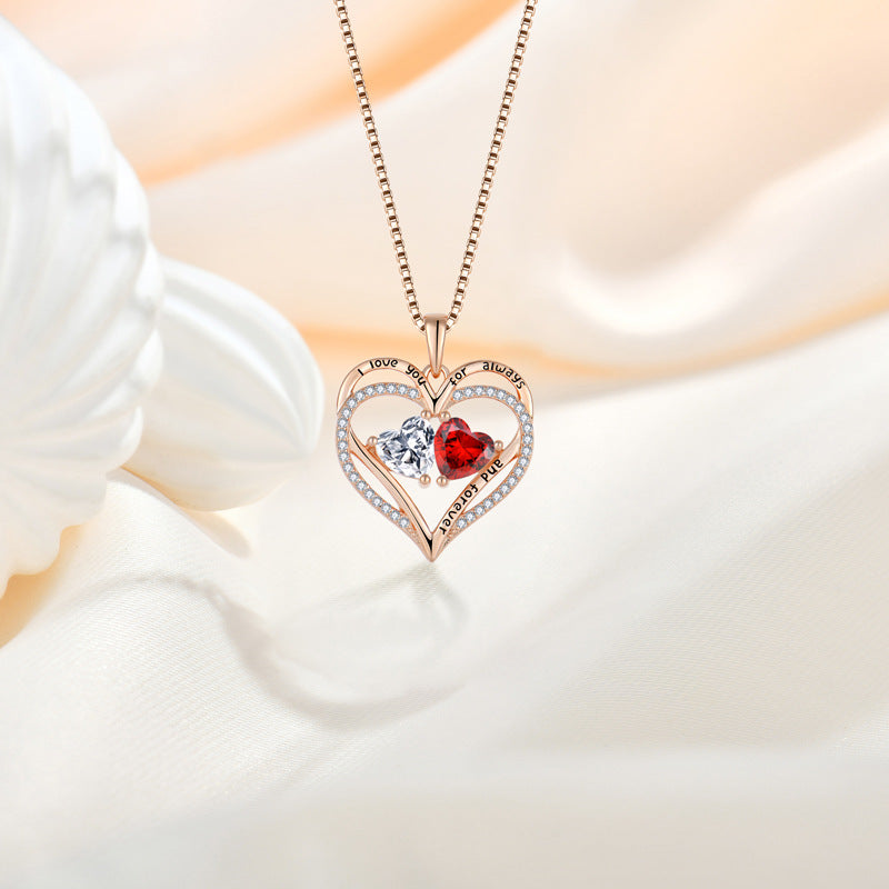 necklace  Hot mini -diamond love necklace female light luxury rose gold