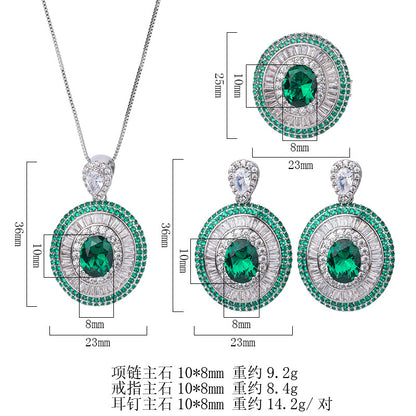 Jewelry copper gold-plated European and American simulated colored gemstone emerald sparkling diamond pendant for women