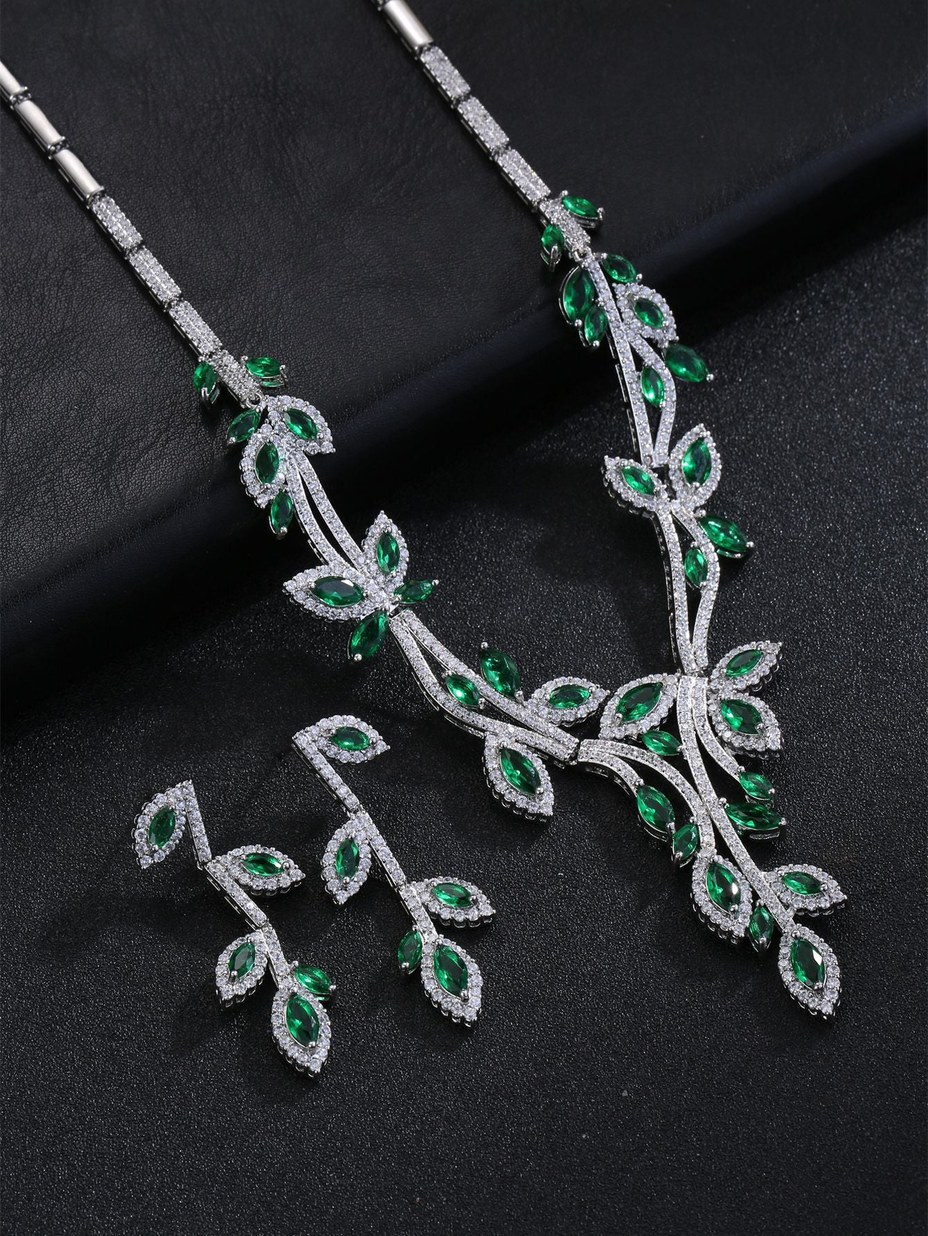 Zircon necklace earring set decorations