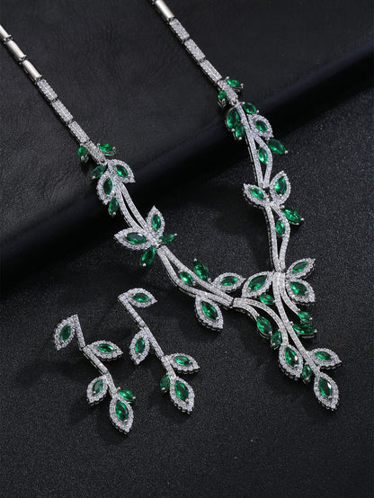 Zircon necklace earring set decorations