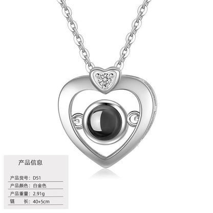 S925 Silver Love Projection Necklace Memory Necklace for Women