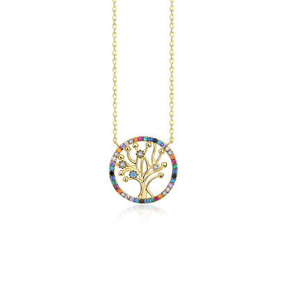 Yuanfan 925 pure silver colored zircon life tree necklace collarbone chain Amazon, independent cross-border source