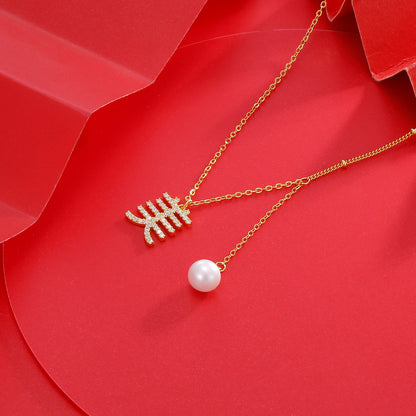 S925 silver "beauty" necklace, silver gold-plated natural pearl tassel pendant, collarbone chain
