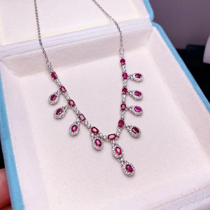 Natural Pigeon Blood Ruby Set Full Body 925 Silver Inlaid Charm Color Gemstone Jewelry