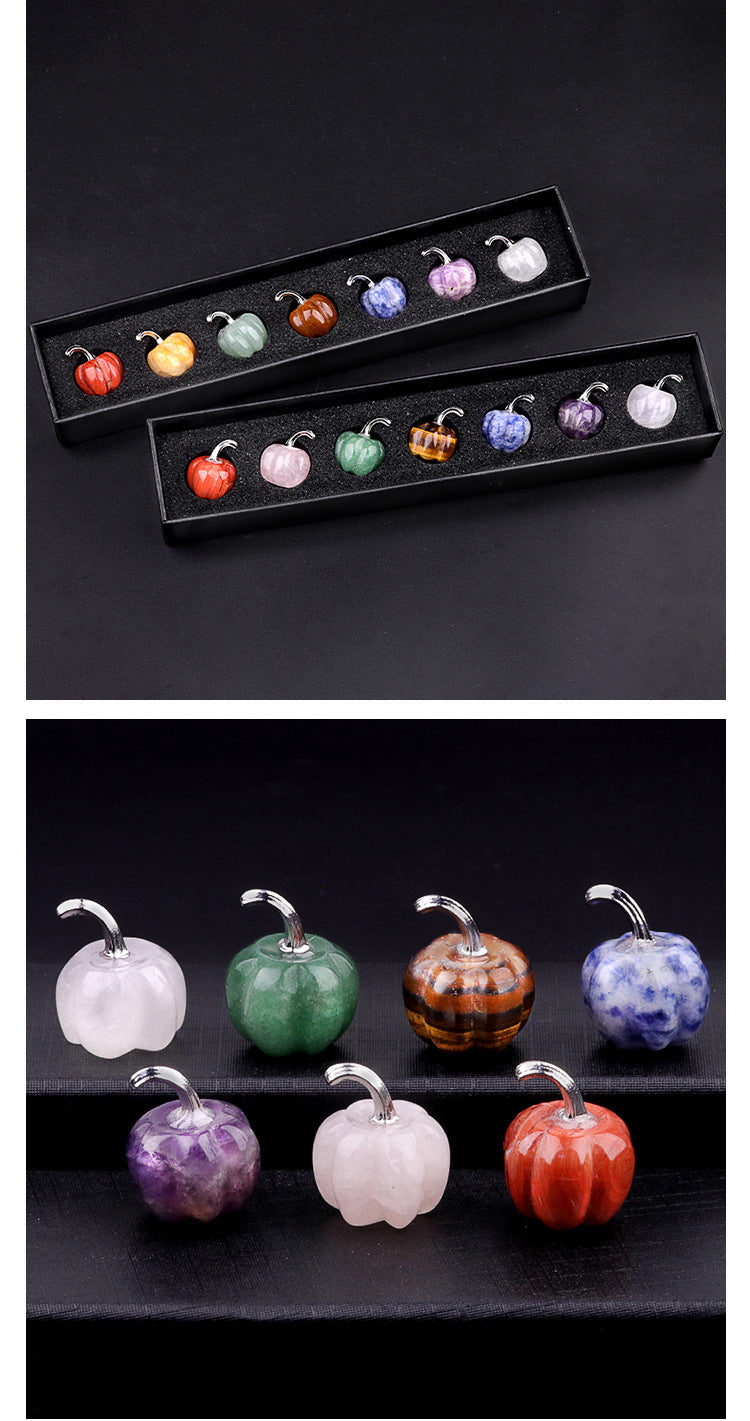 7-pack 30mm mini pumpkin half gemstone head, grateful for Halloween creative decoration