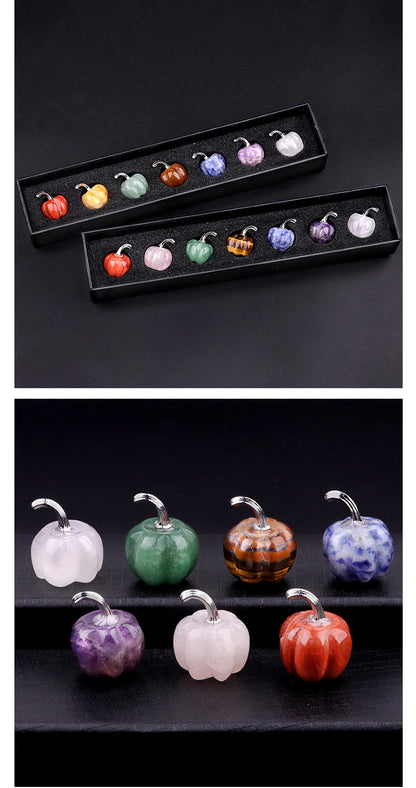 7-pack 30mm mini pumpkin half gemstone head, grateful for Halloween creative decoration