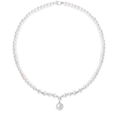 Natural freshwater pearl S925 silver necklace does not fade, new Chinese style light luxury high-end decorative accessory
