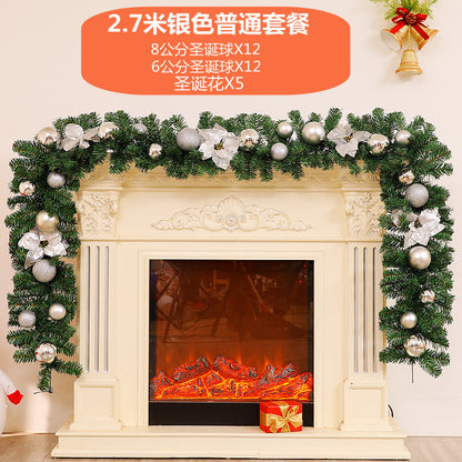 Christmas Vine 2.7-meter encrypted luminous flower wreath Vine Door Vine Column Christmas Tree Ceiling Outdoor Green Decoration