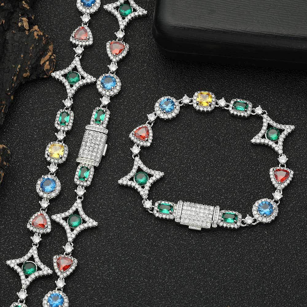 Popular hip-hop colorful gem necklace for women jewelry collarbone chain