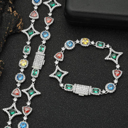 Popular hip-hop colorful gem necklace for women jewelry collarbone chain