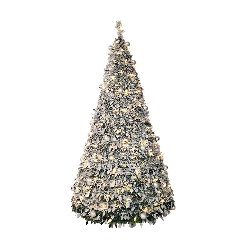 2025 New Hot Selling Plush Falling Snow Scalable Folding Christmas Tree with LED Lights Christmas Decoration Tree