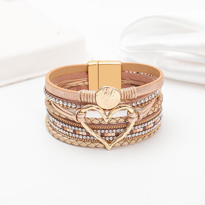 Hot selling Bohemian multi-layer leather bracelet hand woven women's bracelet