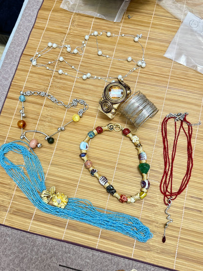 Ethnic style ceramic flower necklace, vintage collarbone chain