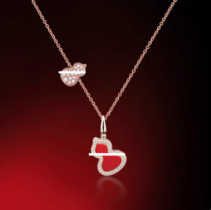 New Hulu Necklace Women's Red Agate White Beimu 925 Silver Ferry 18k Rose Gold Diamond Pendant Flat Ankle chain