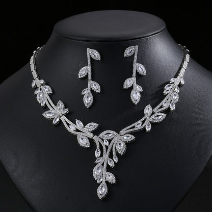 Zircon necklace earring set decorations