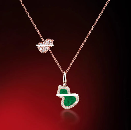 New Hulu Necklace Women's Red Agate White Beimu 925 Silver Ferry 18k Rose Gold Diamond Pendant Flat Ankle chain
