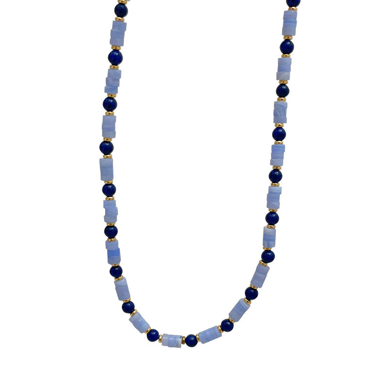 necklace  Retro lapis lazuli color beaded necklace for women
