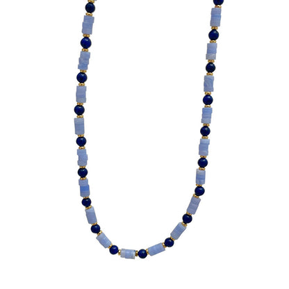 necklace  Retro lapis lazuli color beaded necklace for women