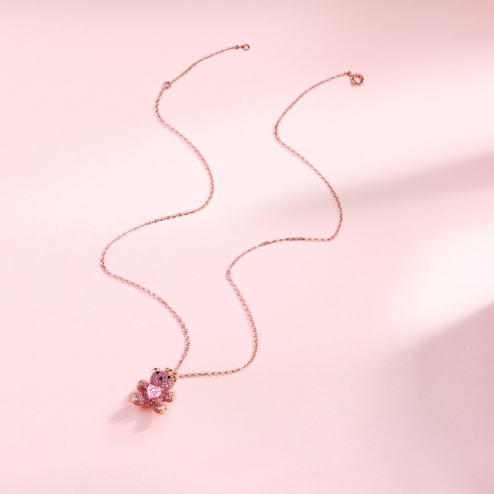 necklace  Bear necklace s925 silver collarbone chain with constant temperature and color change