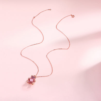 necklace  Bear necklace s925 silver collarbone chain with constant temperature and color change