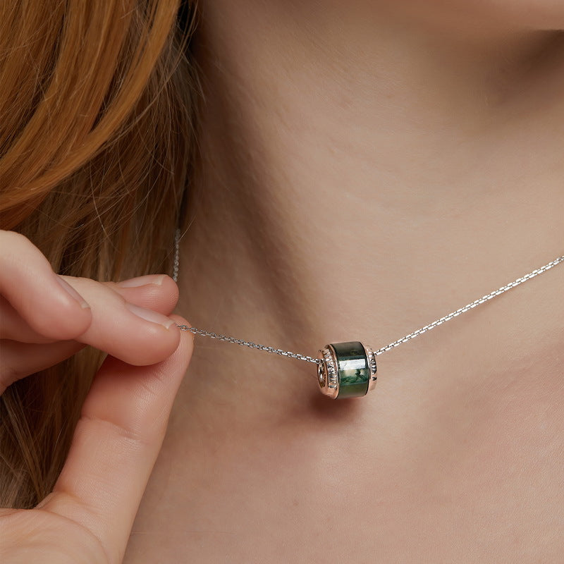 Green moss necklace ins minimalist S925 pure silver gold-plated necklace fashionable accessory