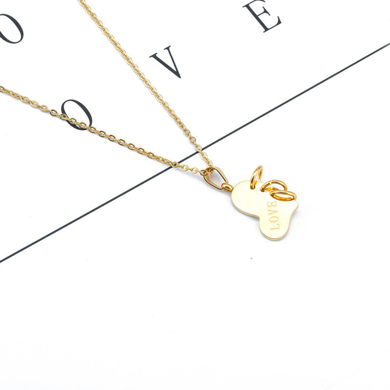 Valentine's Day Love Accessories LOVE Simple Stainless Steel Pendant 18 Gold Titanium Steel Necklace