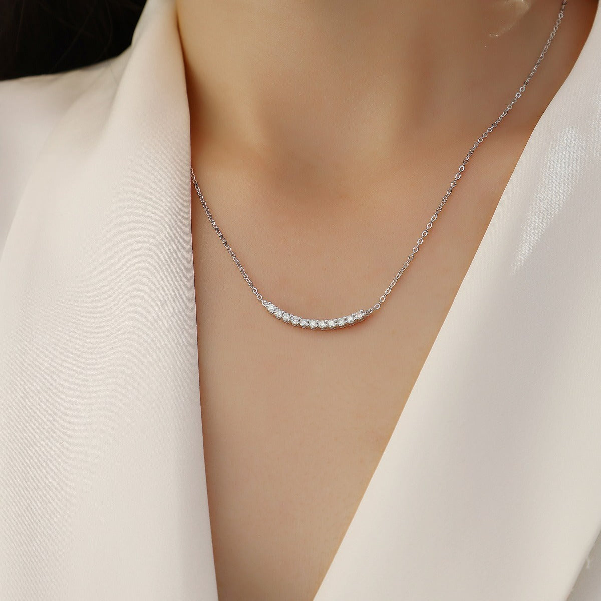S925 silver new necklace moissanite necklace hot selling spot collarbone chain