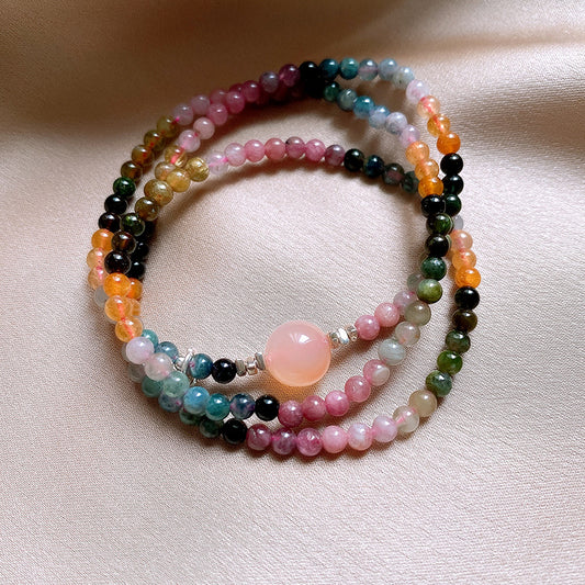Bracelet  Hetian Jade Lotus Garnet Bearwax Bear Elastic Bracelet