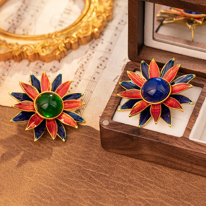earrings  Alloy Multicolor Flower High Luxury Medieval Style Earrings Palace  Wholesale is available starting from 3 pieces.