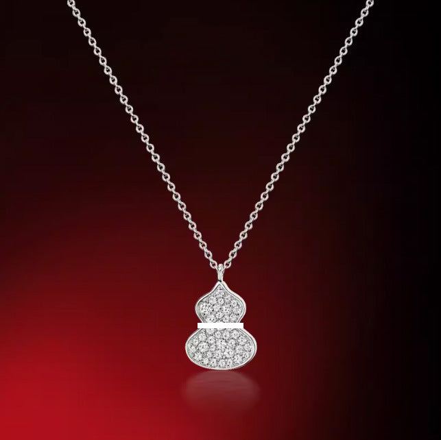New Hulu Necklace Women's Red Agate White Beimu 925 Silver Ferry 18k Rose Gold Diamond Pendant Flat Ankle chain