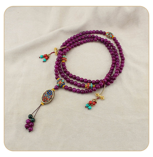 necklace  Long jade necklace for women Nepalese tassel crossbody chain ethnic style