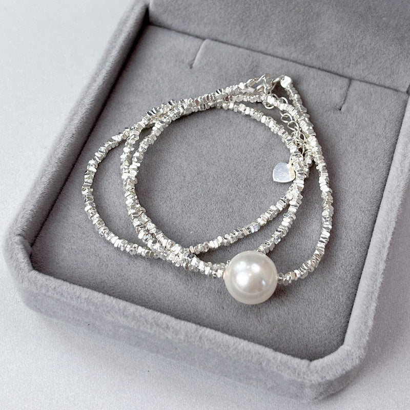 925 sterling silver safe broken silver necklace, collarbone chain, hand woven accessories, atmospheric jewelry