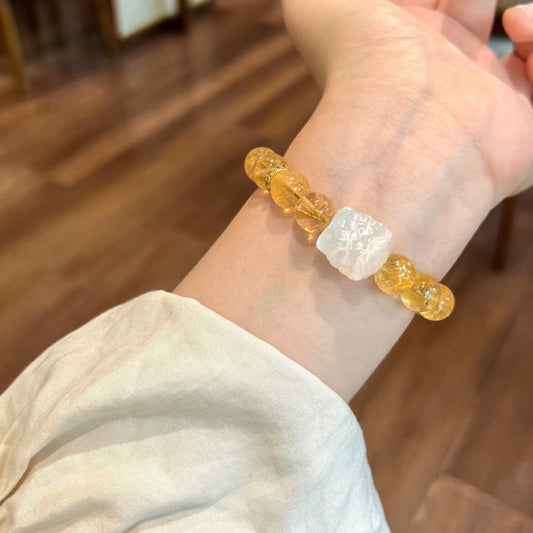 New Original Design Natural Yellow Ace Bracelet Yellow Crystal Lion Awakening White Crystal Bracelet