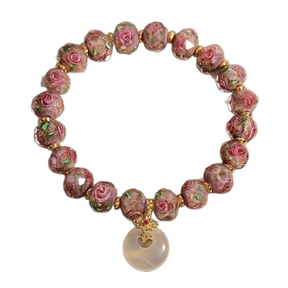 New Chinese style glass bracelet, safety buckle, rose glass bracelet